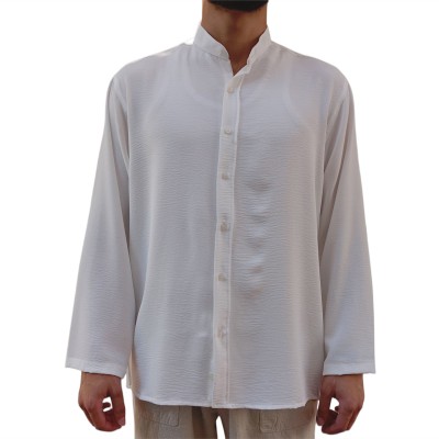 Hakim Yaka Ayrobin Kumaş Gömlek Beyaz