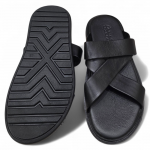 Deri 3lü Çapraz Terlik Siyah