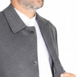 Polo Yaka Erkek Kışlık Kaban - Taş Gri