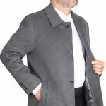 Polo Yaka Erkek Kışlık Kaban - Taş Gri