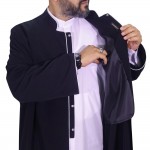 Hakim Yaka Biyeli Cübbe - Gümüş Biyeli Siyah