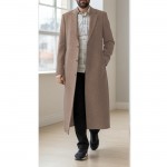 Ceket Yaka Kışlık Kaşe Palto Cübbe - Taba Kahve