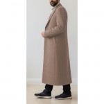 Ceket Yaka Kışlık Kaşe Palto Cübbe - Taba Kahve