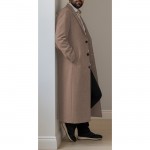 Ceket Yaka Kışlık Kaşe Palto Cübbe - Taba Kahve