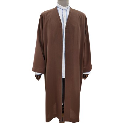 Petek Kumaş Buhara Puntolu Cübbe - Kahverengi