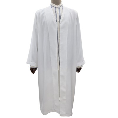 Petek Kumaş Buhara Puntolu Cübbe - Beyaz