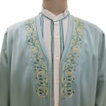 Buhara Yaka Nakışlı Cübbe - Mint Yeşili - Gold Nakış