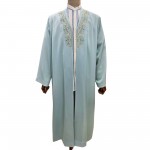 Buhara Yaka Nakışlı Cübbe - Mint Yeşili - Gold Nakış