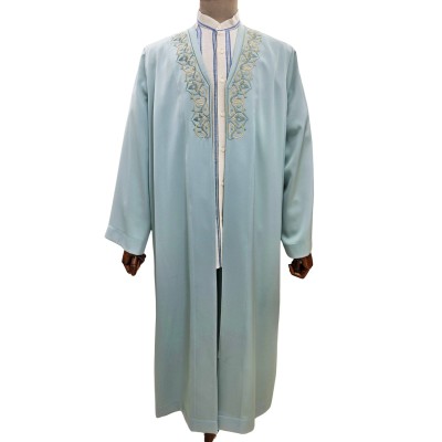 Buhara Yaka Nakışlı Cübbe - Mint Yeşili - Gold Nakış