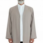 Petek Kumaş Buhara Puntolu Cübbe  - Sütlü Kahve