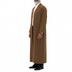 Petek Kumaş Buhara Puntolu Cübbe - Kahverengi