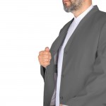 Buhara Yaka Tam Astarlı Cübbe Mevsimlik - Koyu Gri