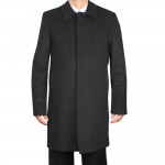 Erkek Kaşe Kaban Koyu Gri