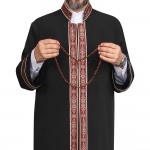 Hakim Yaka Cübbe - Siyah - Bordo Bordür
