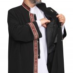 Hakim Yaka Cübbe - Siyah - Bordo Bordür