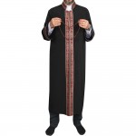 Hakim Yaka Cübbe - Siyah - Bordo Bordür