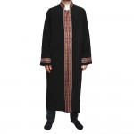 Hakim Yaka Cübbe - Siyah - Bordo Bordür