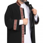 Hakim Yaka Cübbe - Siyah - Bordo Bordür