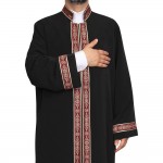 Hakim Yaka Cübbe - Siyah - Bordo Bordür