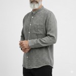 Hakim Yaka Bambu Keten Gömlek - Gri Hakim Yaka Bambu Keten Gömlek - Gri