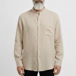 Hakim Yaka Bambu Keten Gömlek Bej