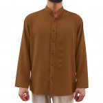 Hakim Yaka Ayrobin Kumaş Gömlek - Kahve