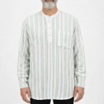 Hakim Yaka 3 Düğmeli Keten Noktalı Gömlek - Yeşil