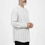 Hakim Yaka 3 Düğmeli Keten Noktalı Gömlek - Yeşil