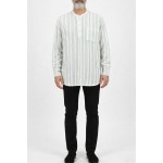 Hakim Yaka 3 Düğmeli Keten Noktalı Gömlek - Yeşil