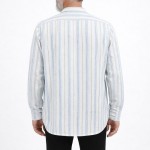 Hakim Yaka 3 Düğmeli Keten Noktalı Gömlek - Mavi