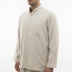 Hakim Yaka Keten 4 Cepli (Talebe) Gömlek - Bej