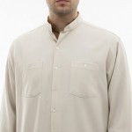 Hakim Yaka Keten 4 Cepli (Talebe) Gömlek - Bej