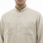 Hakim Yaka Keten 4 Cepli (Talebe) Gömlek - Bej Kırçıllı