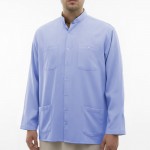 Hakim Yaka Keten 4 Cepli (Talebe) Gömlek - Mavi