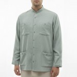 Hakim Yaka Keten 4 Cepli (Talebe) Gömlek - Mavi Kuşgözü