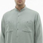 Hakim Yaka Keten 4 Cepli (Talebe) Gömlek - Mavi Kuşgözü