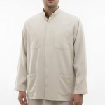 Hakim Yaka Keten 4 Cepli (Talebe) Gömlek - Bej