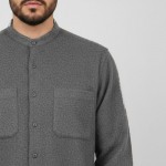 Hakim Yaka Keten 4 Cepli Kışlık (Talebe) Gömlek - Gri