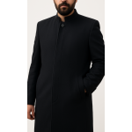 Hakim Yaka Tam Astarlı Kışlık Kaşe Cübbe - Siyah