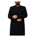 Hakim Yaka Tam Astarlı Kışlık Kaşe Cübbe - Siyah