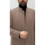 Hakim Yaka Kışlık Kaşe Palto Cübbe - Taba Kahve