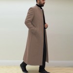 Hakim Yaka Kışlık Kaşe Palto Cübbe - Taba Kahve