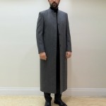 Hakim Yaka Kışlık Pamuk/Keten Balık Sırtı Palto Cübbe - Gri