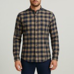 Hakim Yaka Tek Cepli Kışlık Gömlek - Lacivert / Kahve EKOSLİ