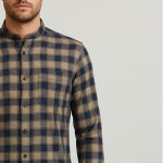 Hakim Yaka Tek Cepli Kışlık Gömlek - Lacivert / Kahve EKOSLİ