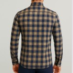 Hakim Yaka Tek Cepli Kışlık Gömlek - Lacivert / Kahve EKOSLİ