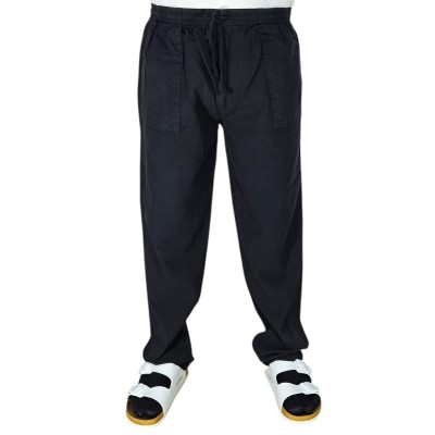 Lastikli Keten Şalvar Siyah