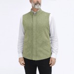 Hakim Yaka 2 Cepli Fermuarlı Kışlık Yelek - Yeşil Kırçıllı
